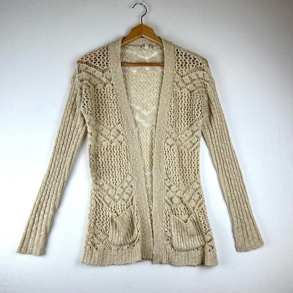 Eyeshadow Sweaters - Eyeshadow Open Weave Crochet Lightweight Sweater Boho